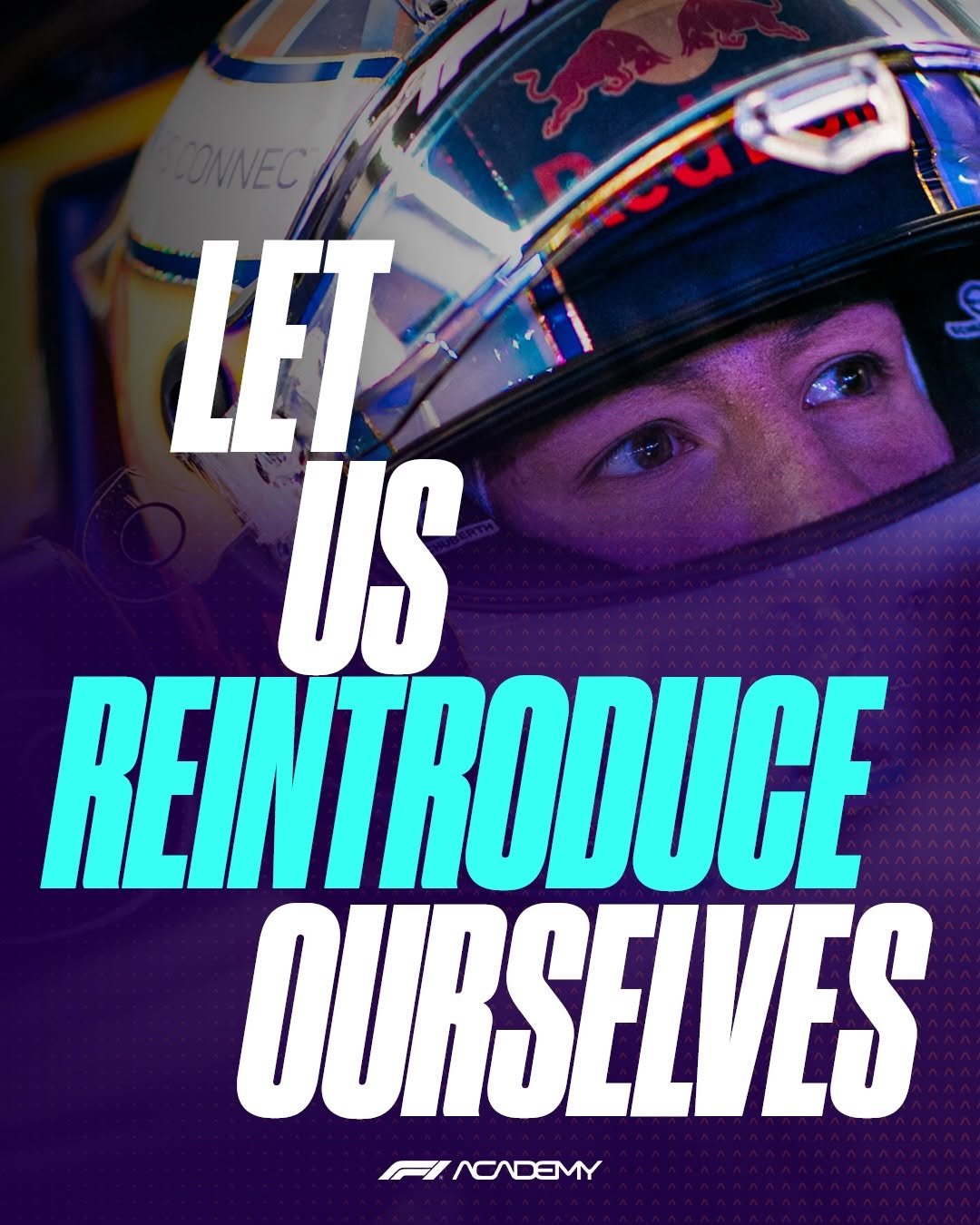 Photo shared by F1 Academy on January 22, 2026 tagging @susie_wolff, and @alishapalmowski. May be an image of racing vehicles, race car, poster, helmet and text that says 'VEC LET US REINTRODUCE OURSELVES F ZNCADEMY'.