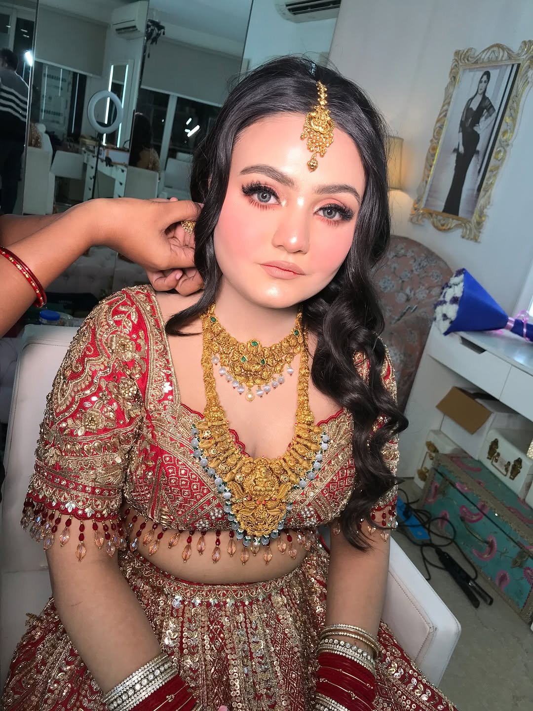 Photo shared by Leena  Bhushan on December 01, 2025 tagging @taneesha_30. May be an image of one or more people and henna.