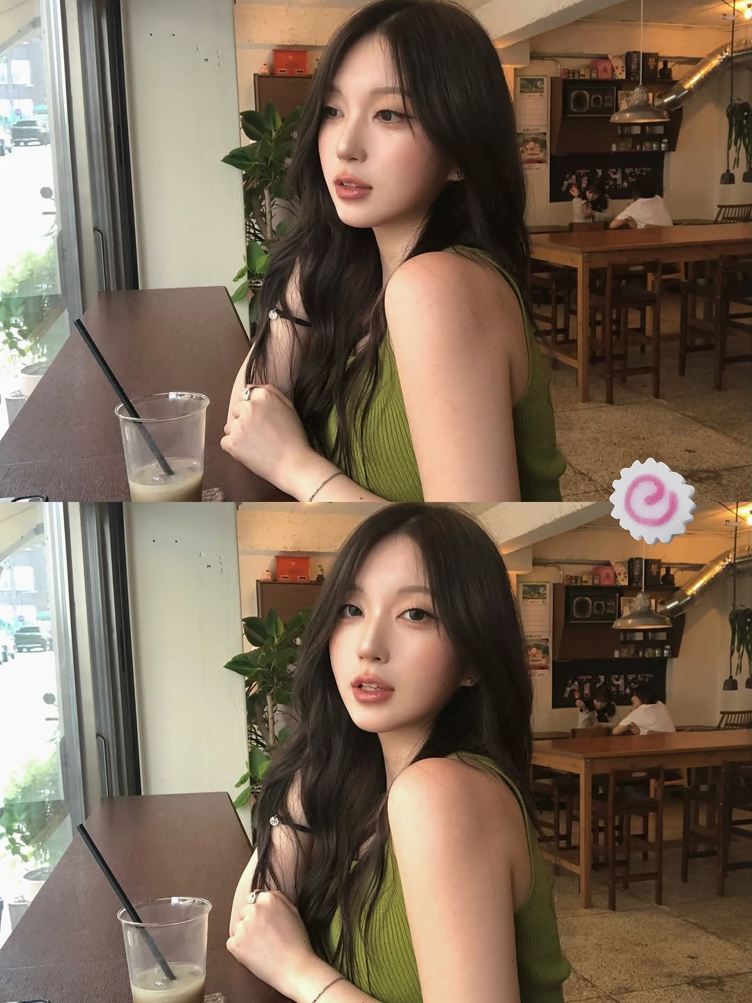Photo by 동화 on August 30, 2025. May be an image of 2 people, hair and text.