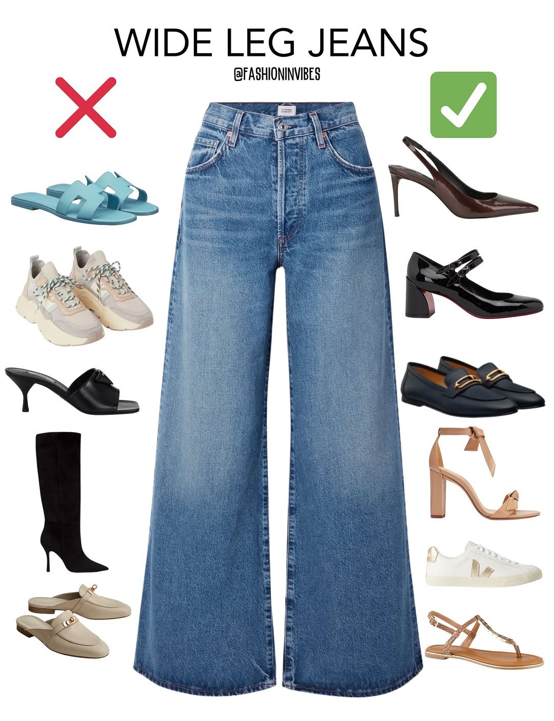 Photo by Fashion Selection 🦄💕 on February 04, 2026. May be an image of text that says 'WIDELEGJEANS WIDE LEG JEANS X @FASHIONINVIBES Re'.