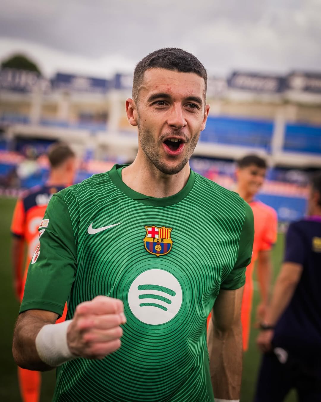 Photo shared by FC Barcelona on April 25, 2026 tagging @__joangarcia. May be an image of football, soccer, stadium and text.