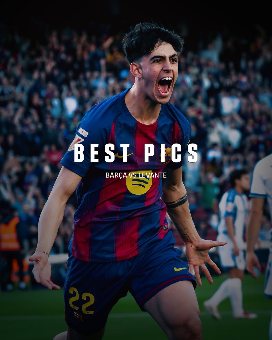 Photo by FC Barcelona on February 23, 2026. May be an image of football, soccer, ball, poster, stadium and text that says 'X BESTPICS BEST PICS BARÇA BARÇAVSLEVANTE VS LEVANTE'.