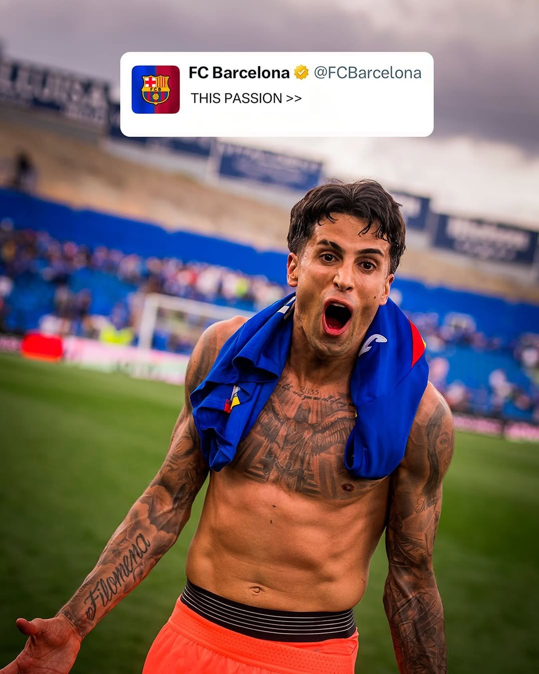 Photo by FC Barcelona in ALL IN with @jpcancelo. May be an image of football, soccer, ball, stadium and text that says '0 FC Barcelona THIS PASSION THISPASSION>> >> @FCBarcelona 然 Flonena BRE'.