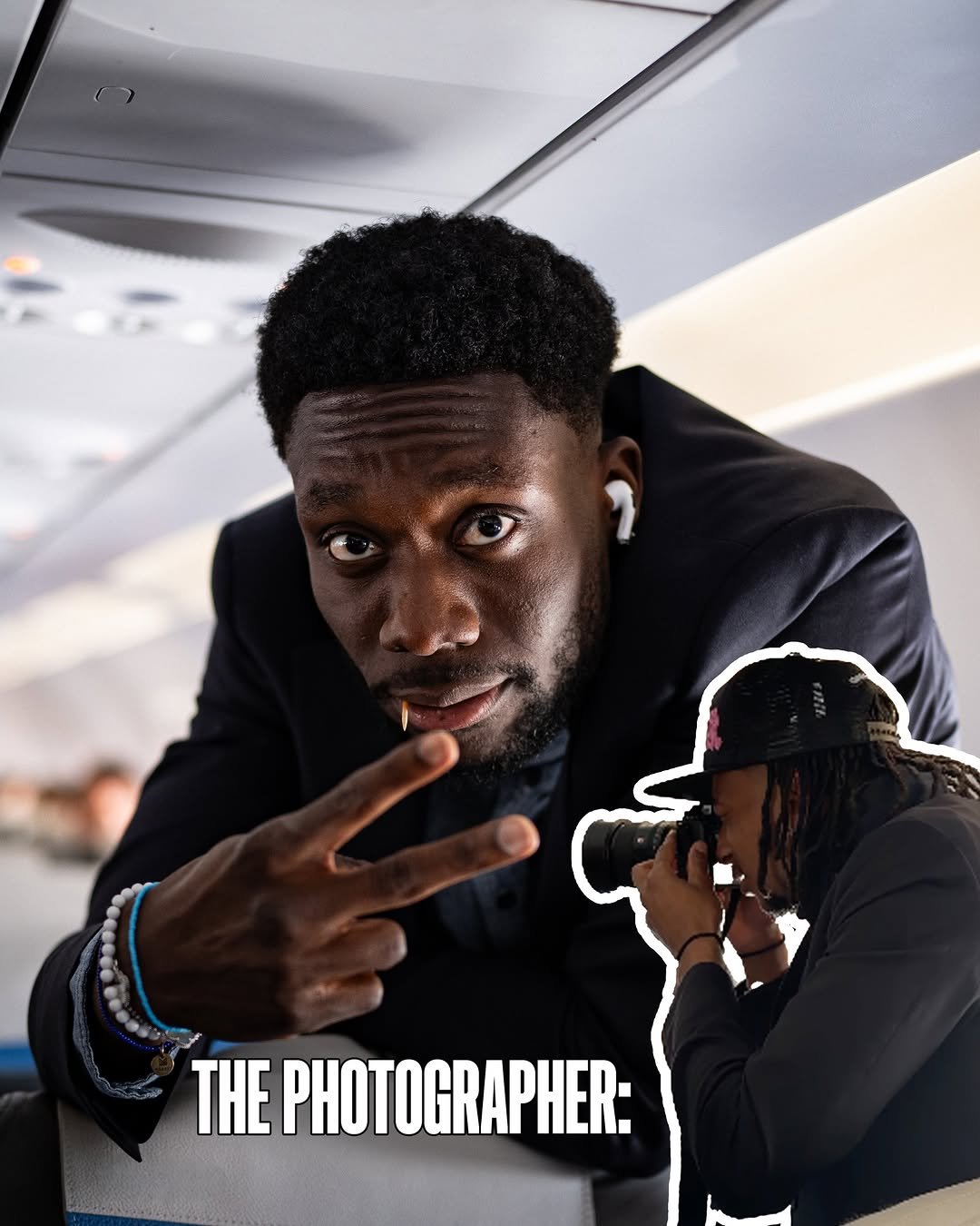 Photo shared by FC Bayern on April 27, 2026 tagging @alphonsodavies, and @m.olise. May be an image of one or more people, magazine, poster and text that says 'THE PHOTOGRAPHER:'.