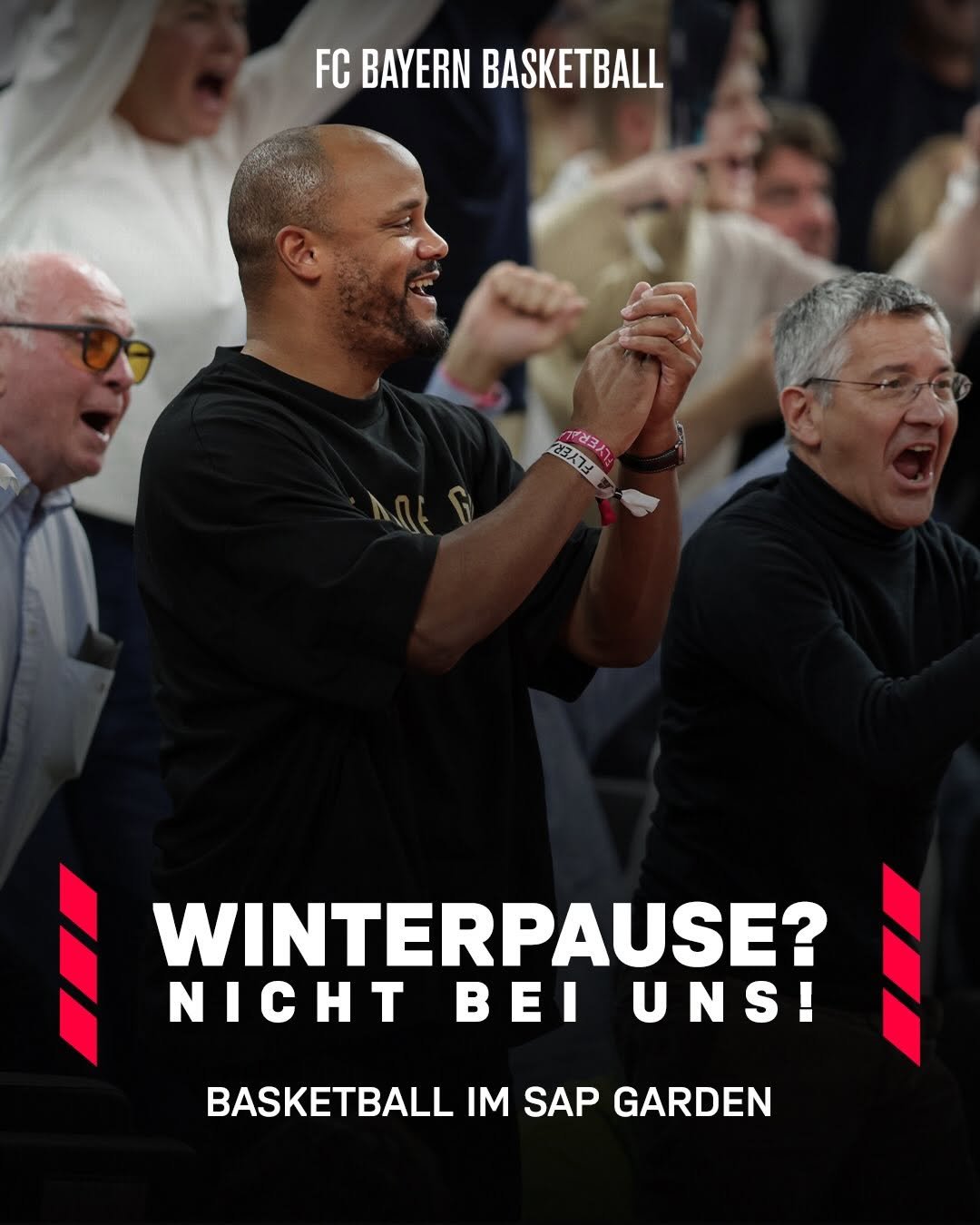 Photo shared by FC Bayern Basketball on December 22, 2025 tagging @fcbayern, and @sapgarden. May be an image of basketball, ball, backboard, poster, basketball court and text that says 'FC BAYERN FCBAYERNBASKETBALL BASKETBALL 23人フ寸 경레코서 WINTERPAUSE? NICHT BEI UNS! BASKETBALL IM SAP GARDEN'.
