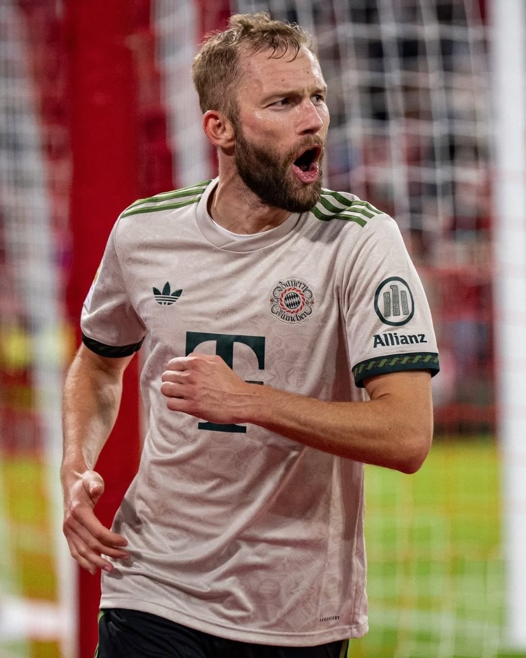 Photo shared by FC Bayern on December 23, 2025 tagging @konradlaimer. May be an image of football, soccer, stadium and text that says 'Allianz'.