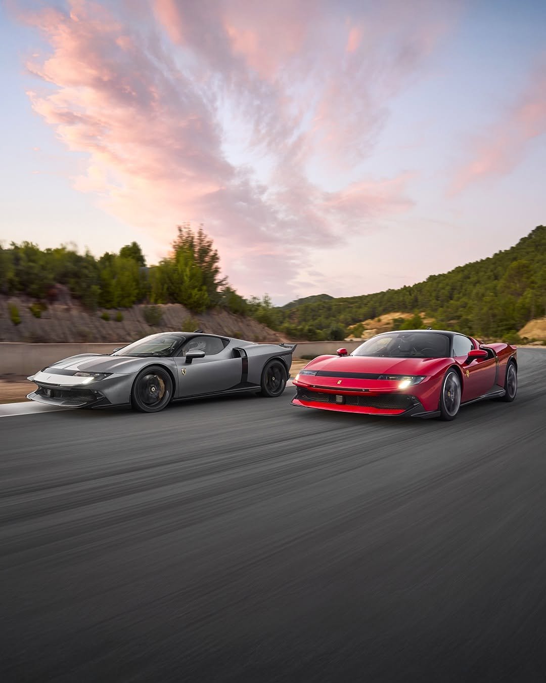 Photo by Ferrari on November 30, 2025. May be an image of blower, race car, wheel, roadster, road and text.