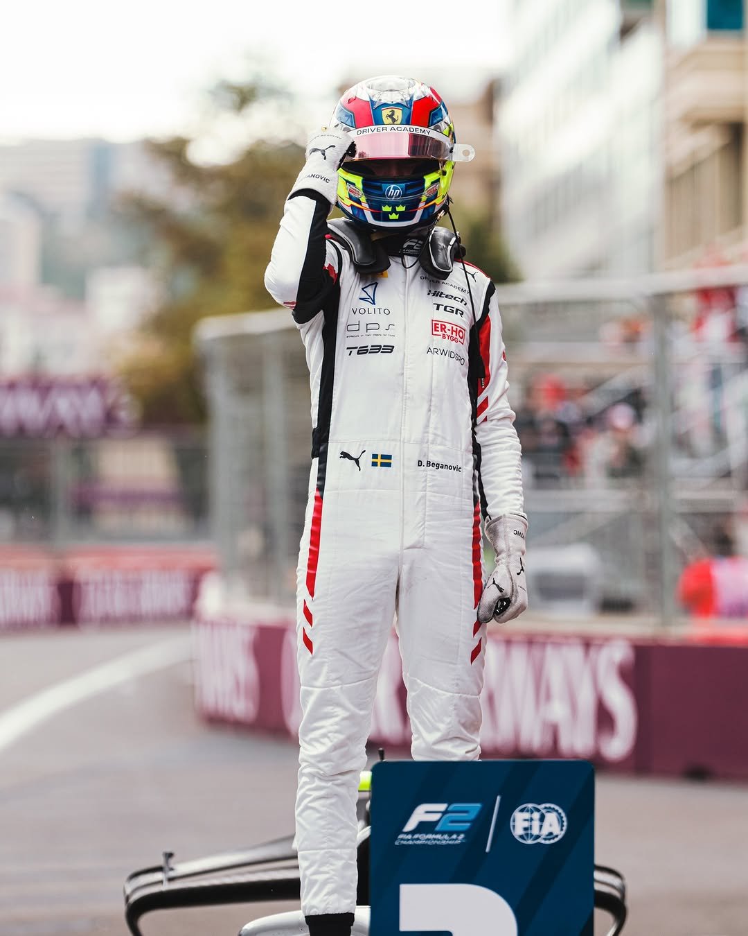 Photo shared by Scuderia Ferrari Driver Academy on December 01, 2025 tagging @dinobeganovic_, and @hitechgp. May be an image of racing vehicles, race car, helmet and text.