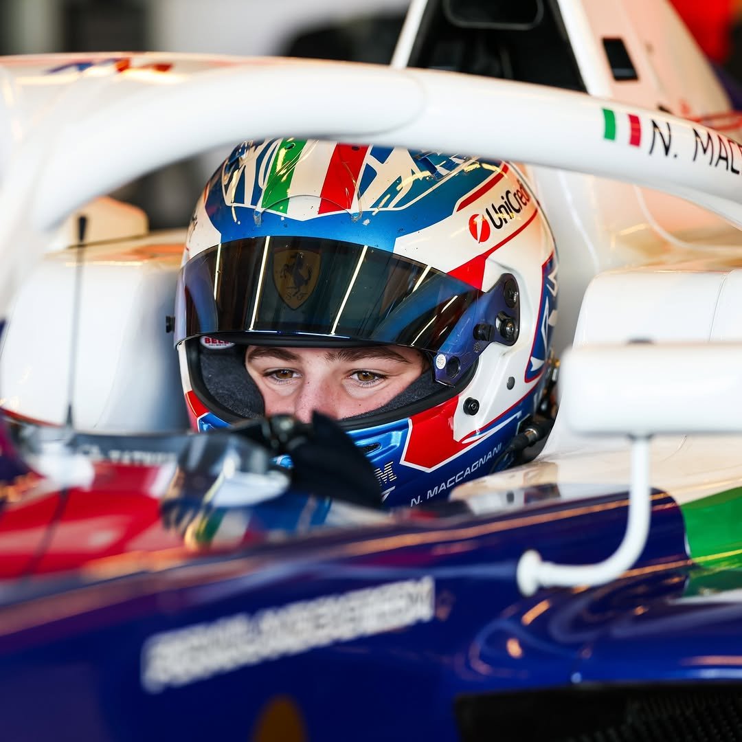 Photo by Scuderia Ferrari Driver Academy in Yas Marina Circuit with @nicco.thedriver. May be an image of ‎racing vehicles, race car, helmet and ‎text that says '‎מעו N. MAL Flhie EUhices GE ማን ሲብረ‎'‎‎.