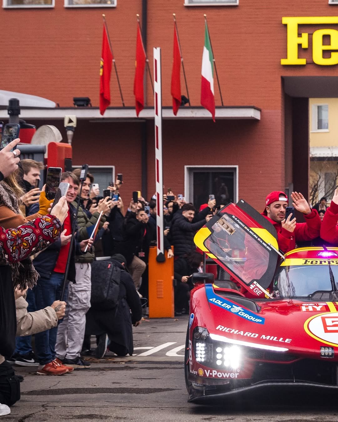 Photo shared by Ferrari Hypercar on January 04, 2026 tagging @antonio_fuoco1, and @afcorse_official. May be an image of racing vehicles, flag, race car, crowd and text that says 'Fe I . FeriE AIWHNT GE AOLE ER အ GROUP RICHARD RICHARDMILLE MILLE MILLE E ននខ ਪਰ০ GDV-Power'.