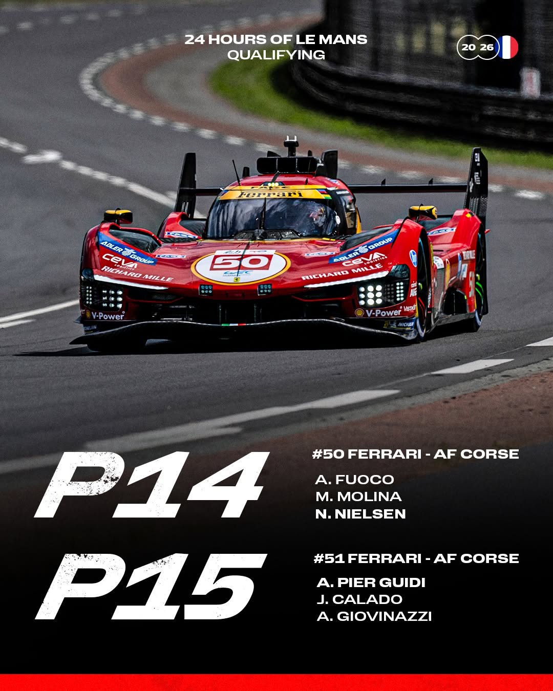 ferrarihypercar 게시물 이미지: Quali ✅ Tomorrow we push 🏁
Here’s the times...