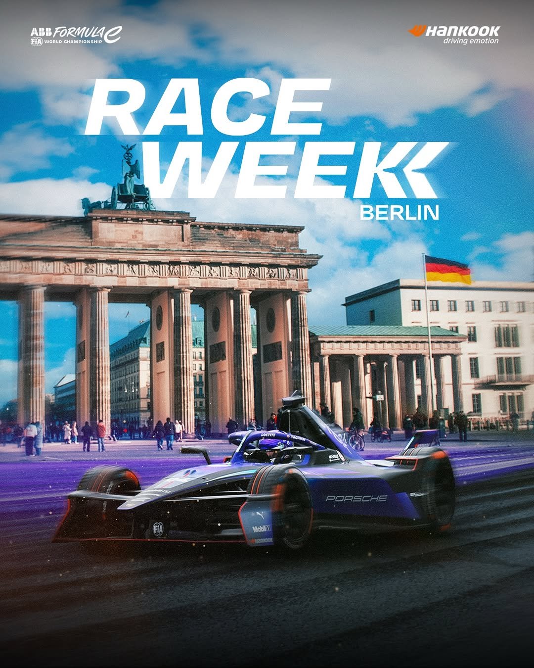 Photo by Formula E in Berlin with @fia.official. May be an image of racing vehicles, poster and text.