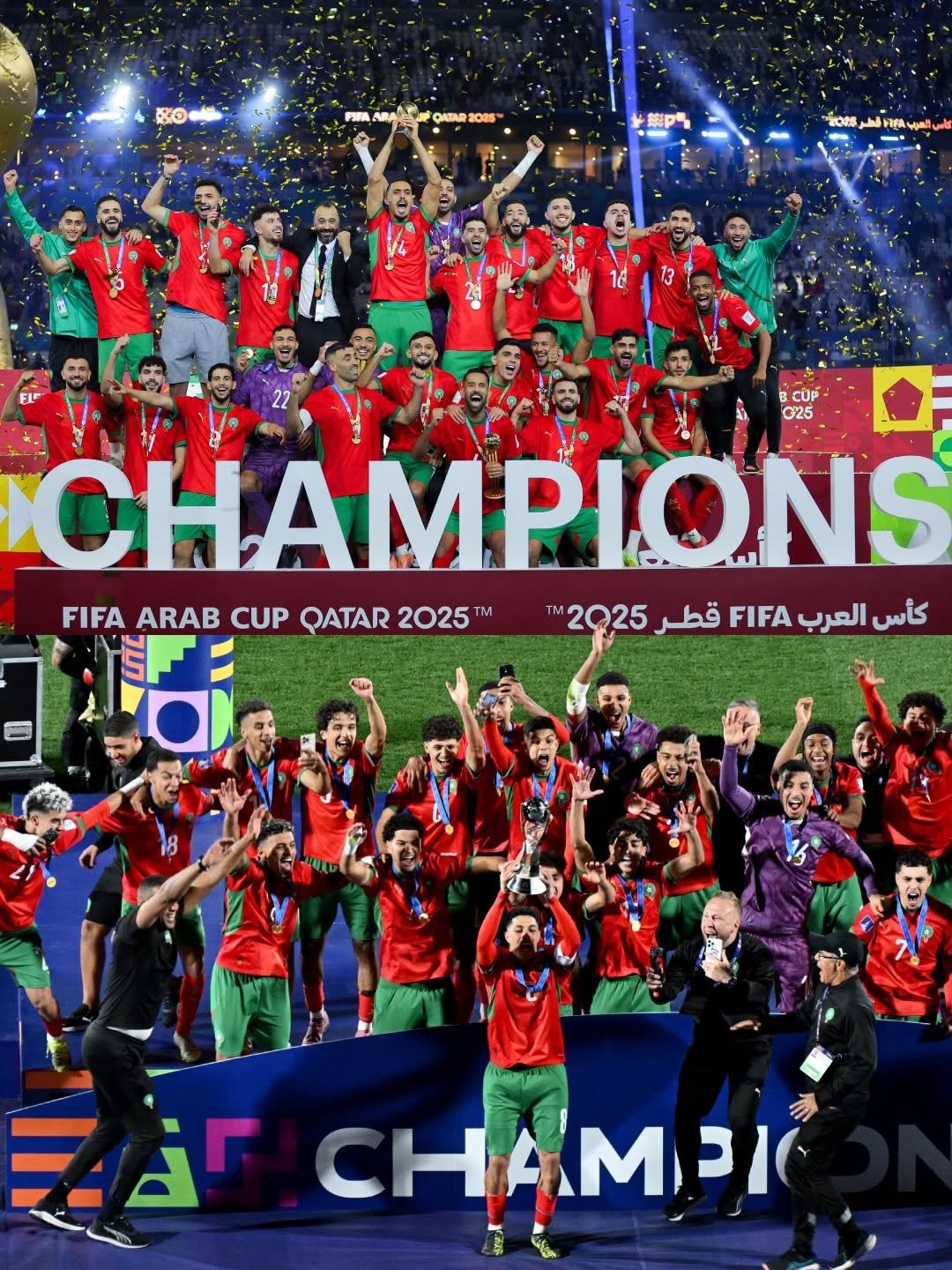 Photo shared by FIFA World Cup on December 19, 2025 tagging @equipedumaroc. May be an image of ‎soccer, football, poster and ‎text that says '‎א FIFA AA က်ရွန် QATAR 2025 鄭p 202S فطر FIFA U اسی B. CŨP 025 CHAMPIONS FIFA ARAB CUP QATAR 2025 TM 2025 قطر FIFA العرب كأس WA CHAM ALCHAMPI וב‎'‎‎.