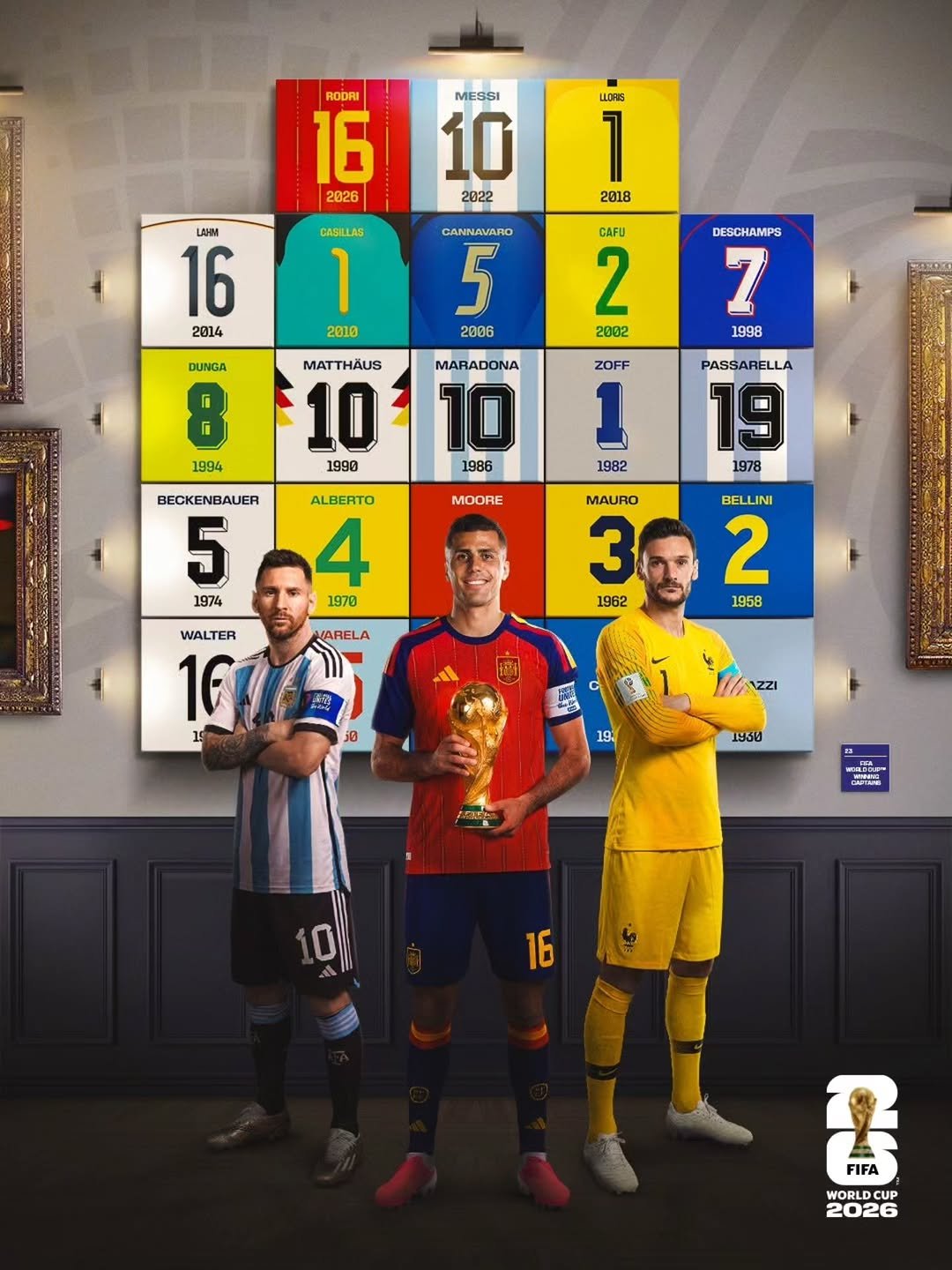 fifaworldcup 게시물 이미지: 🏆 #FIFAWorldCup Champion captains ©️

Rodri...