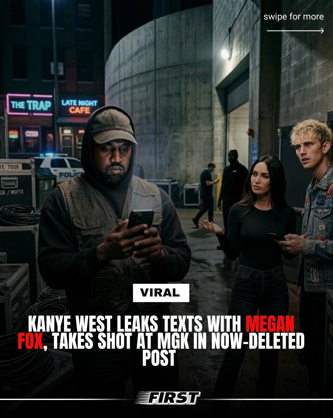 first 게시물 이미지: Kanye posts texts with Megan Fox and disses...