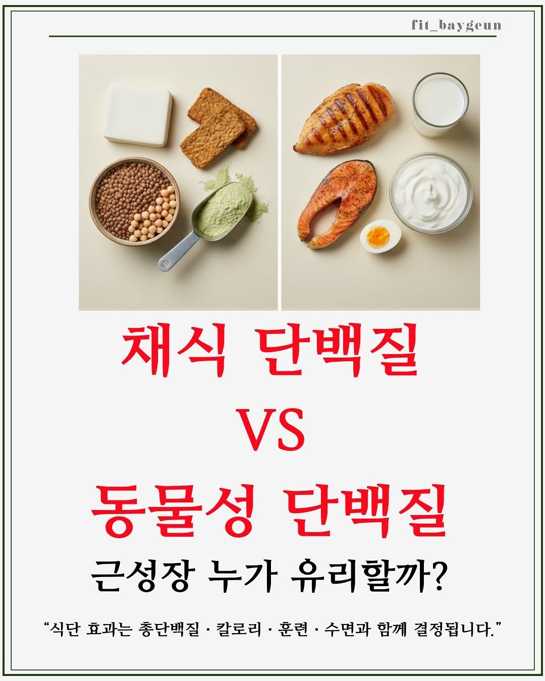 Photo by 베이근 | 삼성동PT | 선정릉역PT | 삼성중앙역PT on November 15, 2025. May be an image of tofu, pie and text that says 'rit_baygeun eun 10ះ สอ 채식 단백질 VS 동물성 단백질 근성장 누가 유리할까? "식단 효과는 총단백질 칼로리 훈련 수면과 함께 결정됩니다."'.