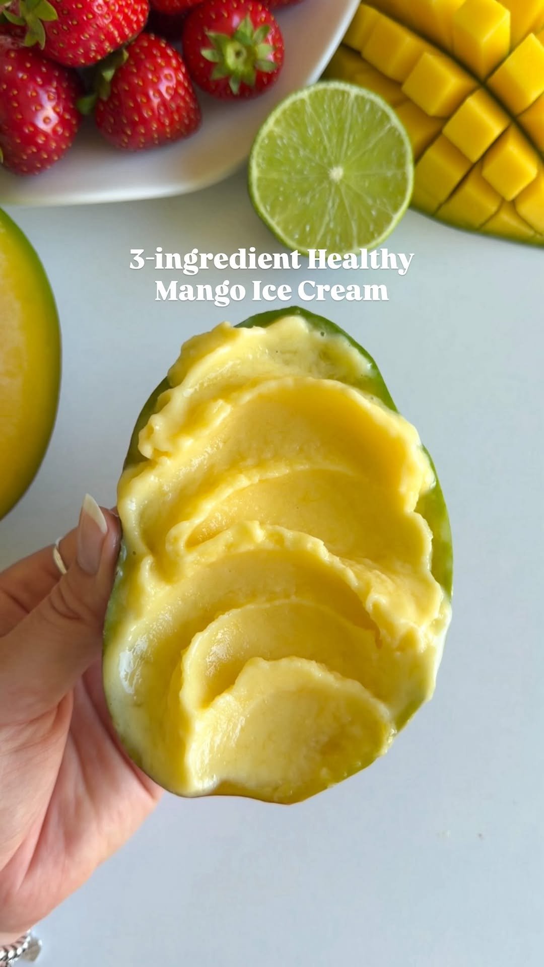 fitfoodieselma 게시물 이미지: 3-ingredient Healthy Mango Ice Cream without...