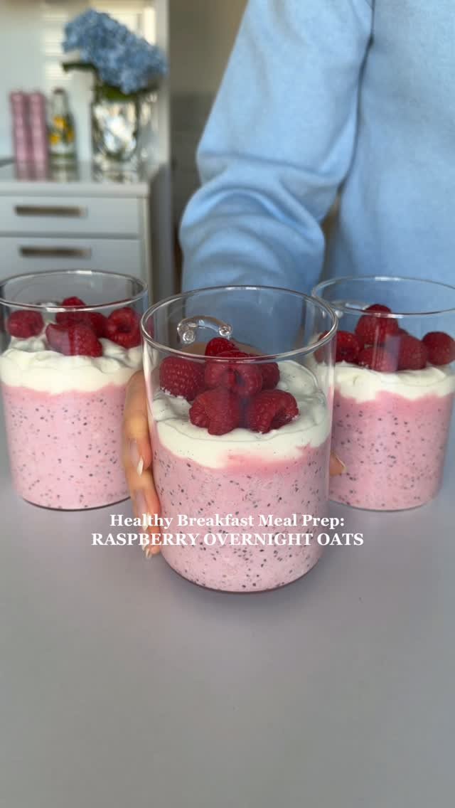 fitfoodieselma 게시물 이미지: Healthy & High-protein Raspberry Overnight...