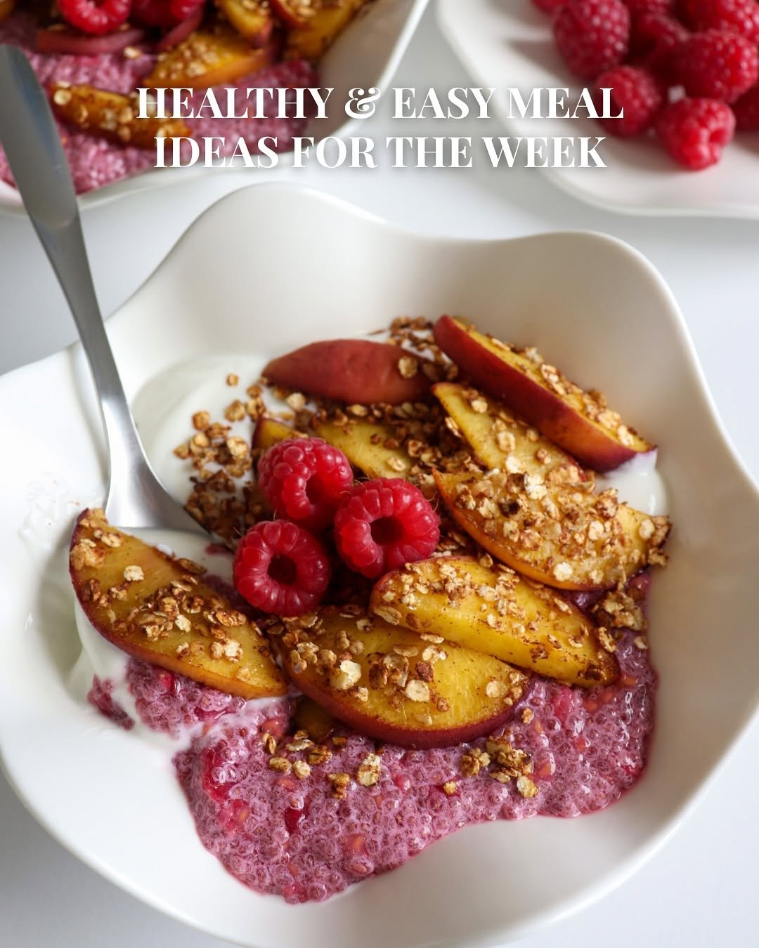 Photo by Selma | easy healthy recipes on January 05, 2026. May be an image of apple, granola, pecans, yogurt and text that says 'HEALTHY & EASY MEAL IDEAS İDEASFORTHE FOR THE WEEK'.