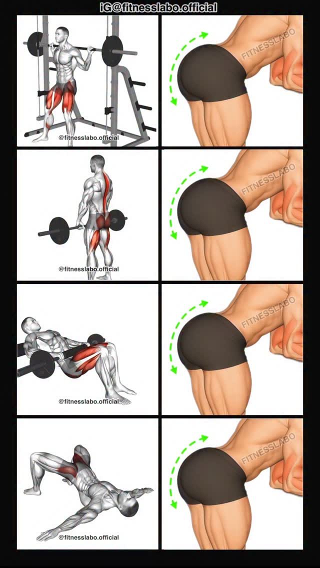 fitnesslabo.official 게시물 이미지: ✅ How to Build Bigger Glutes 

① Smith Hack...