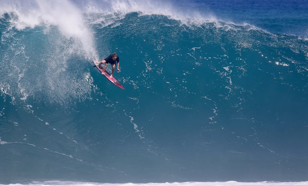Photo by Pete Hodgson on April 13, 2026. May be an image of surfboard, water, ocean and text.