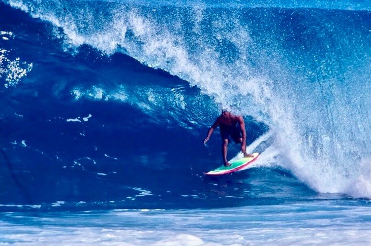 Photo shared by Pipe Posse on January 12, 2026 tagging @flipperhawaii. May be an image of surfboard, wetsuit, water, ocean and text.