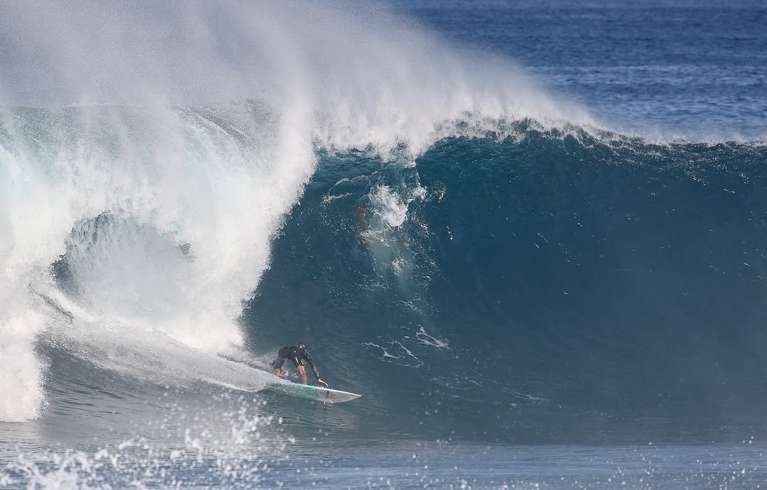 Photo by Pete Hodgson on December 04, 2025. May be an image of surfboard, water, ocean and text.