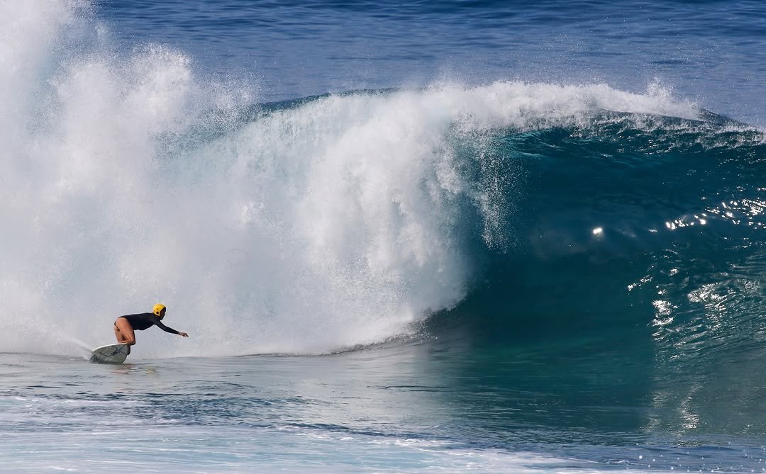 Photo by Pete Hodgson on April 03, 2026. May be an image of surfboard, water, ocean and text.