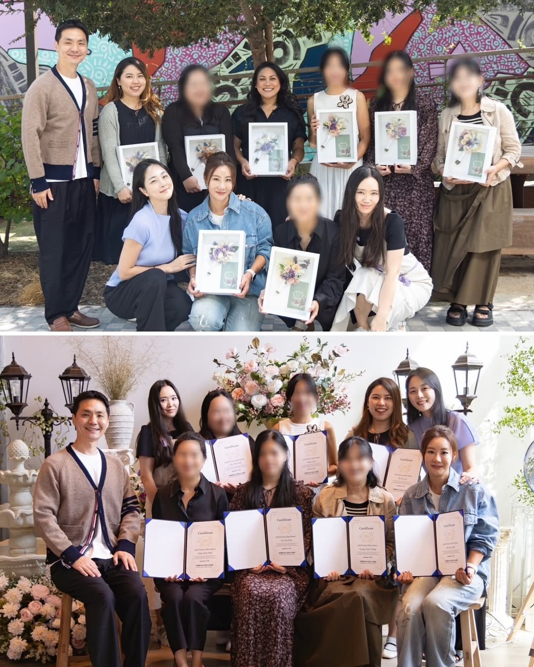 Photo shared by 플로리스트 나혜선 | 리부케 창업 컨설팅 • Flower Preservation Workshops on October 05, 2025 tagging @florist_hyeseon, @fleurinaflower, and @ifsa.kr. May be an image of 20 people, poster and text.