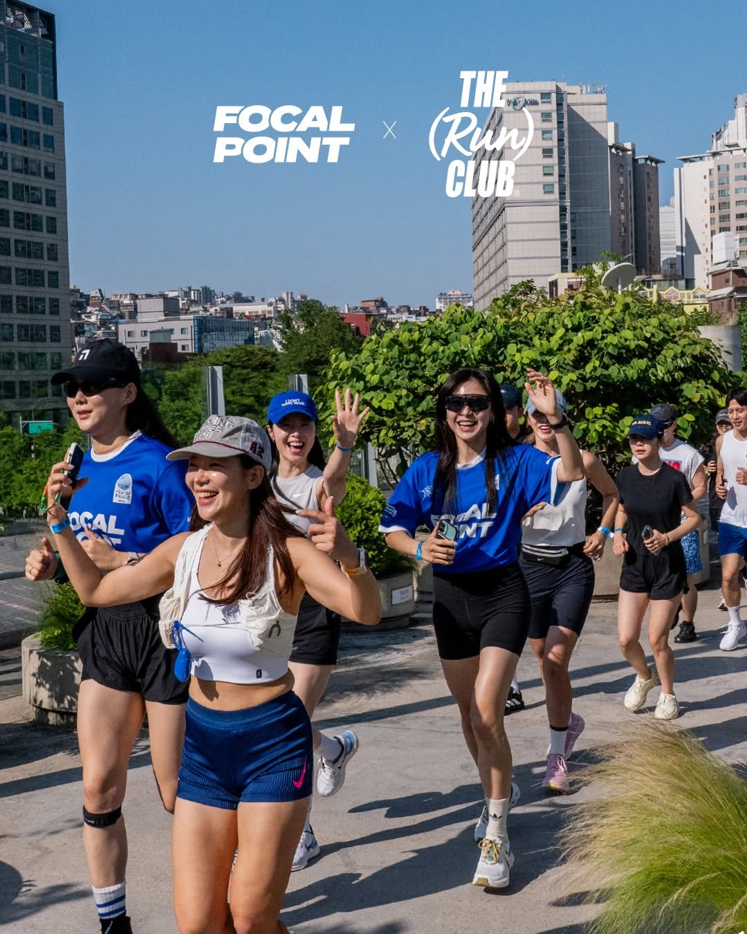 Photo shared by FOCAL POINT 포컬포인트 on July 28, 2025 tagging @focal.point.official, and @1.000calclub. May be an image of 5 people, sportswear, crowd and text that says 'FOCAL POINT THE (Run CLUB DCAL'.