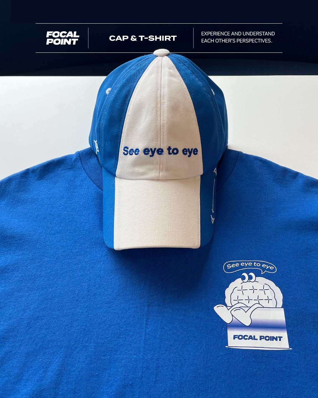 Photo by FOCAL POINT 포컬포인트 in Focalpoint with @focal.point.official. May be an image of hat, fleece and text that says 'FOCAL POINT CAP & T-SHIRT EXPERIEN EXPERIENCEANDUNDERSTAND AND DUNDERSTAND EACH CHOTHER'SPERSPECTIVES. See Seeeyetoeye eye to ey See eye to Seeeyetoeve e eye 上ナ十 FOCAL FOCALPOINT POINT'.