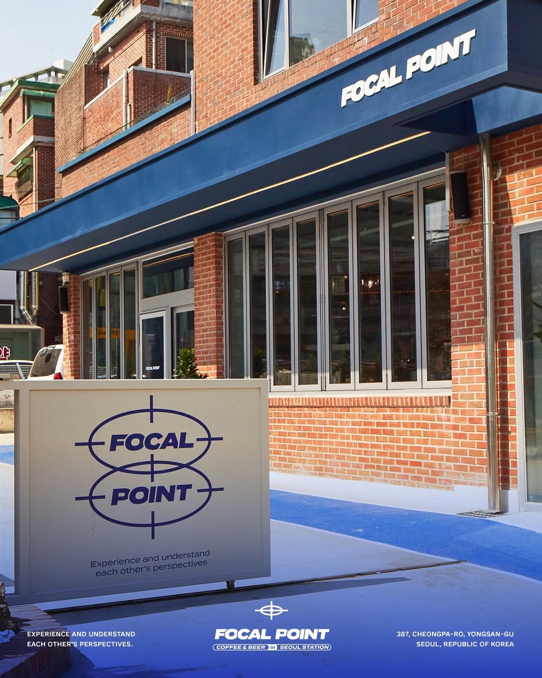 Photo by FOCAL POINT 포컬포인트 in Focalpoint with @focal.point.official. May be an image of sparrow, signboard and text that says 'POINT FOCAL FOCAL POINT Experienceandundersus perspect EXPERIENCE.ANDUNDERSTAND EXPERIENCE UNDERSTAND EACHOTHER'SPERSPECTIVES. ACHOTHER'S PERSPECTIVES, FOCALPOINT FOCAL POINT COFFEC COFFEEGOCERIDSCOULSTATON GOCER ล้ว SCOULSTATION) 387. 387,CHEONGPA-RO 3BT.CHEONGPA-RO.YONGSAN-GU 0. YONGSAN- GU SEOUL, ,REPUBLIC SEOUL,REPUBLICOFKOREA COF KOREA'.