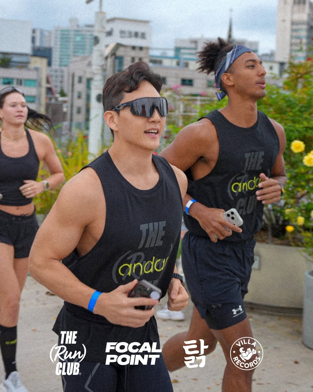 Photo shared by FOCAL POINT 포컬포인트 on October 15, 2025 tagging @villa_records_bar, @tak_seoul, @focal.point.official, @1000calclub, and @the.0.club. May be an image of one or more people, activewear, sweat band, sportswear, outdoors and text that says 'and ano anda THE (Run CLUB FOCAL POINT 닭 RECORDS'.