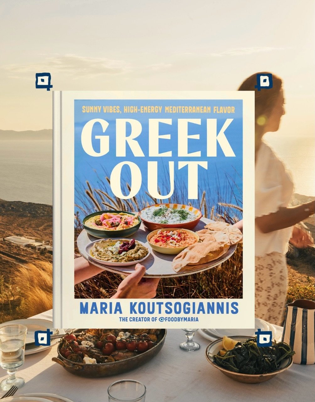 Photo by Maria Koutsogiannis 🇬🇷 Greek Food Blogger on April 08, 2026. May be an image of souvlakia, magazine, poster, book and text that says 'ㅁ SUNNY VIBES, HIGH- ENERGY MEDITERRANEAN FLAVOR GREEK OUT MARIA KOUTSOGIANNIS THE CREATOR THECREATOROF@FODEYMARIA OF @FOODBYMARIA O'.