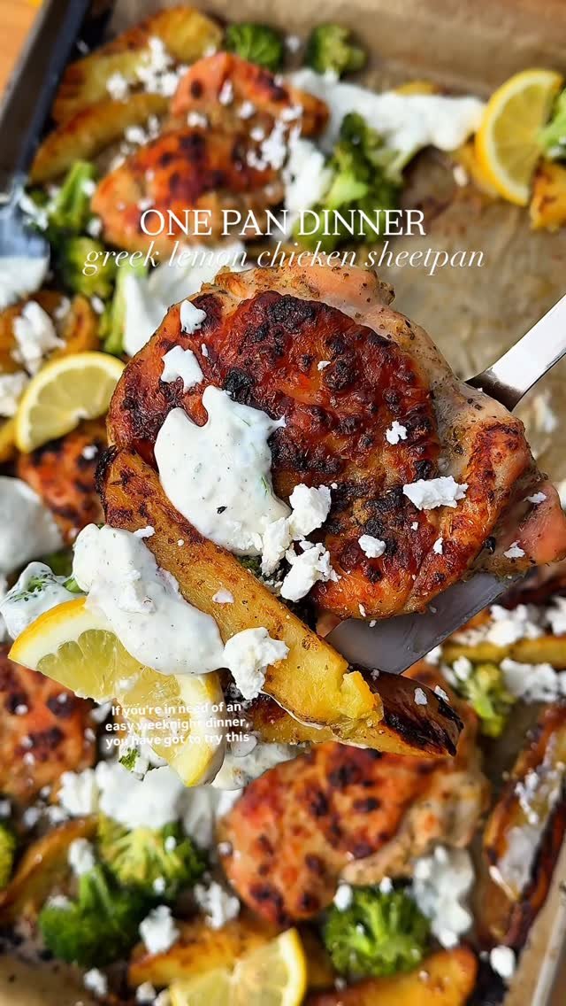 foodiefromvt 게시물 이미지: Greek Herby Lemon Chicken Sheet Pan✨ One pan...