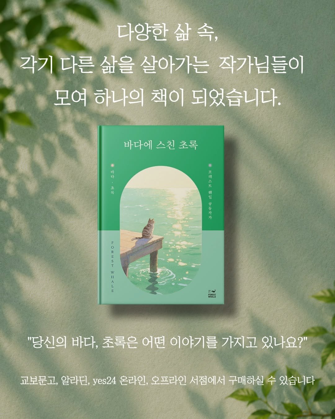 forestwhalepublish 게시물 이미지: 포레스트 웨일 공동 작가
<바다에 스친 초록> 책이
교보문고, 알라딘, 예스24에서...