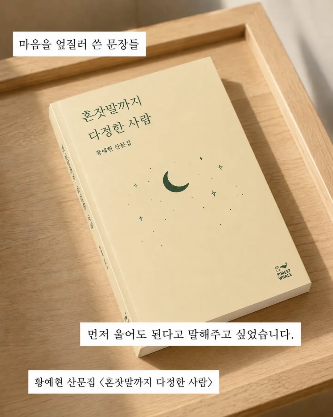 forestwhalepublish 게시물 이미지: 황예현 작가님의
<혼잣말까지 다정한 사람>

교보문고, 알라딘, 예스24에서 구매...