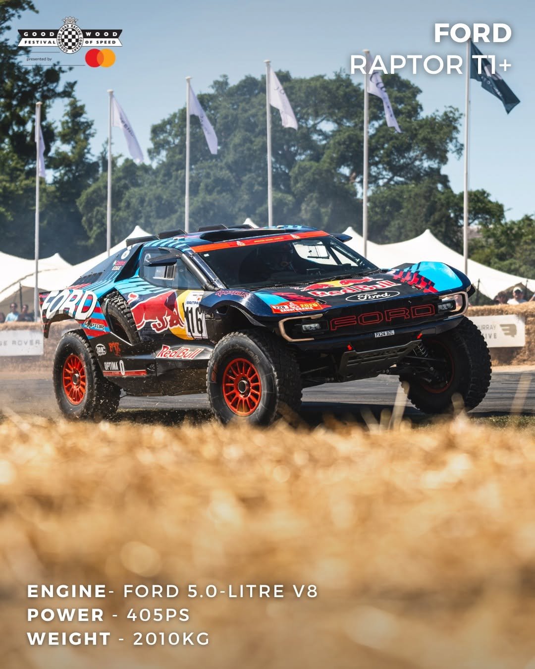 Photo shared by Goodwood Festival of Speed on January 04, 2026 tagging @fordracing. May be an image of racing vehicles, race car, buggy, wheel, dune buggy and text.