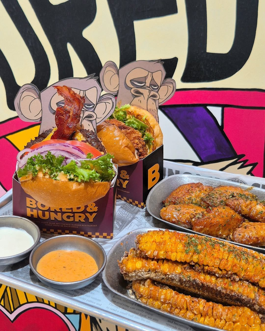 Photo shared by 슬기 | 골프, 패션, 뷰티, 여행, 리빙, 육아ෆ on November 06, 2025 tagging @borednhungry_kr. May be pop art of croquette, fish and chips, burger, chicken sandwich, hotdog, fritter, buns, cutlet, sauce and text.