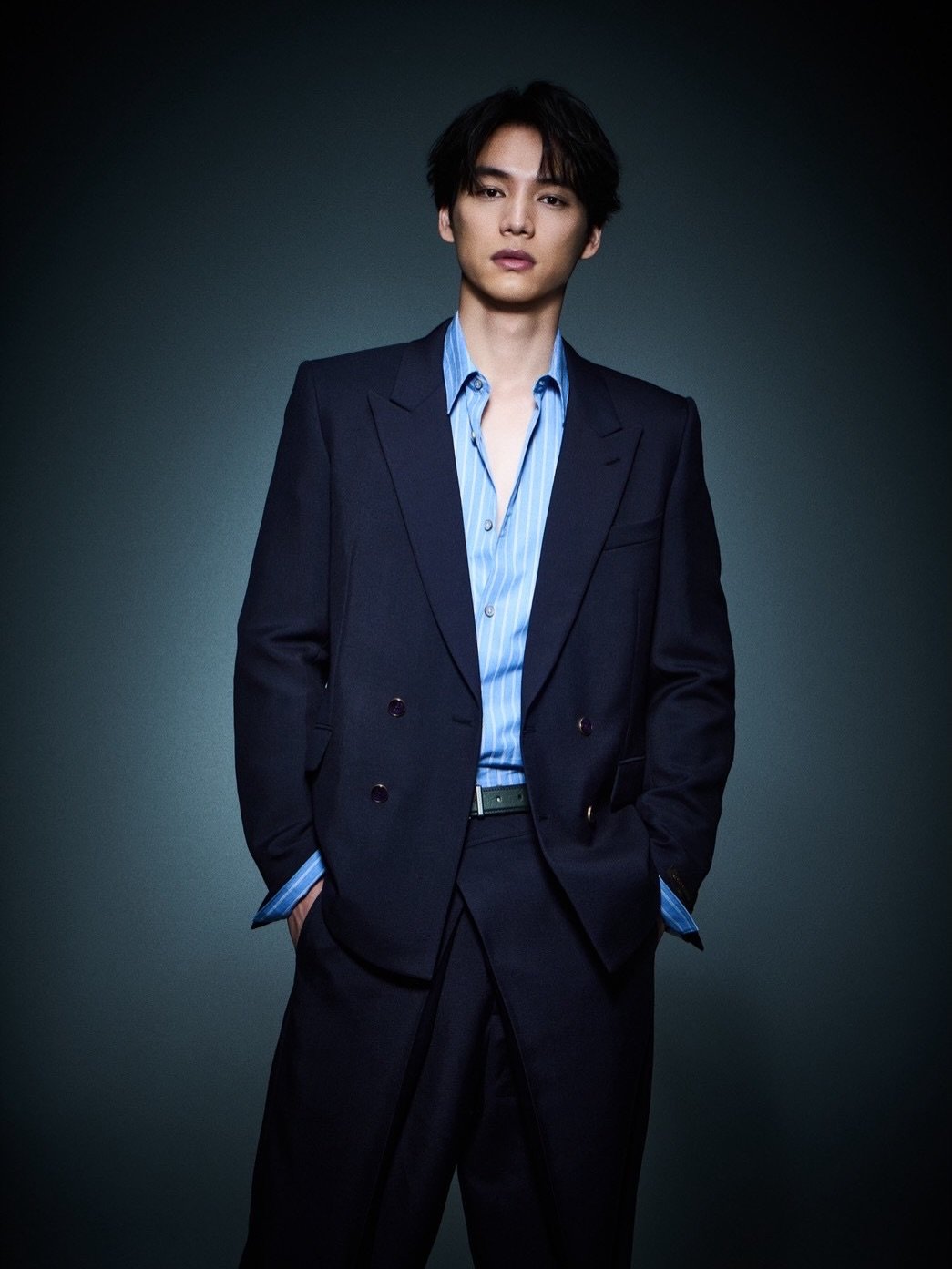 Photo shared by Sota Fukushi on March 30, 2026 tagging @gianna_magazine. May be an image of suit, blazer, bolo tie and text.