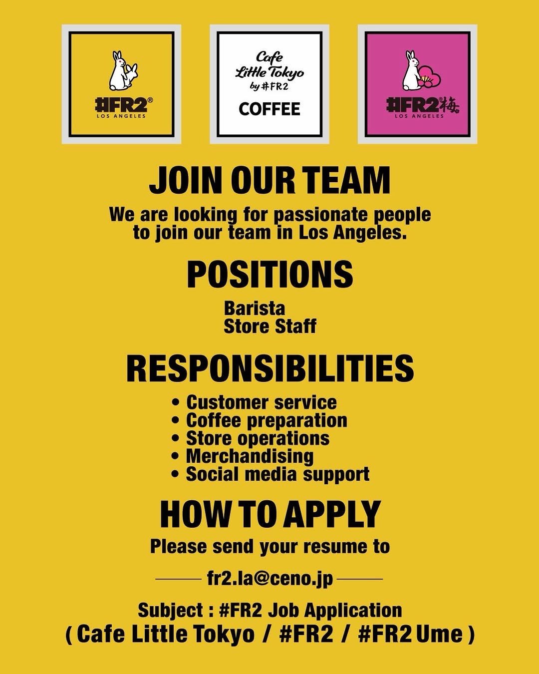 fxxkingrabbits 게시물 이미지: WE ARE HIRING

New Café + Retail opening in...