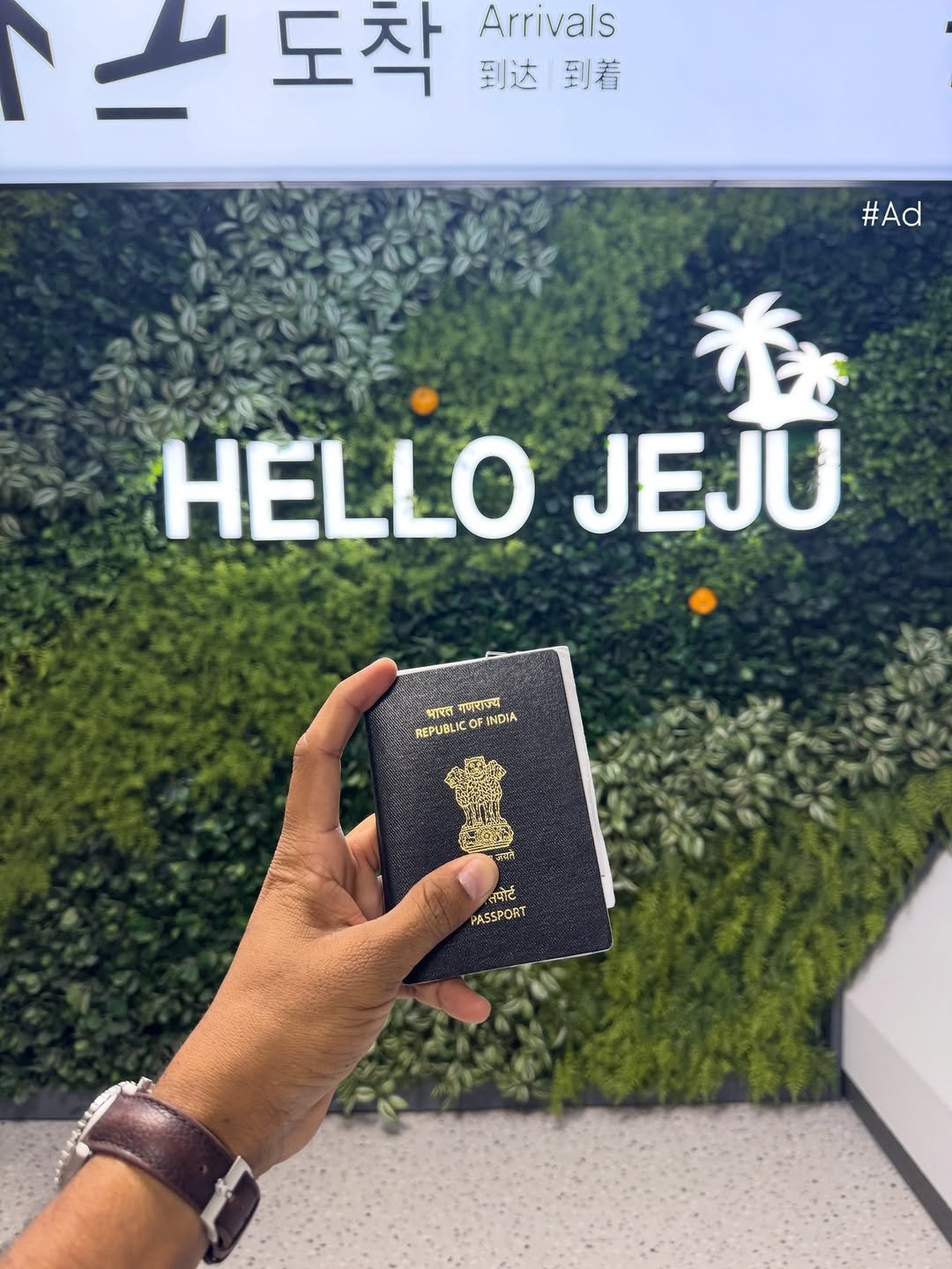 Photo by Gagan Choudhary on December 06, 2025. May be an image of ‎text that says '‎임도착연품예 ا 도착 Arrivals 到达到着 到达 到着 #Ad HELLO JEJU ಮే 我 राणराजय भ्रारत REPUBLICO WEFUBLICOFINDIA COF. INDIA 원 तपो्ट तभोर्ट पोट PASSPORT‎'‎.