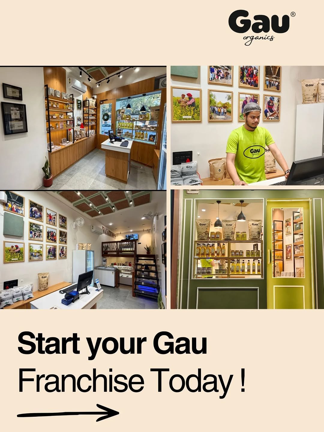 Photo by Gau Organics™ on April 09, 2026. May be an image of ‎poster and ‎text that says '‎Gau® onganics คอม فوحن TEY 可好 Start your Gau Franchise Today!‎'‎‎.