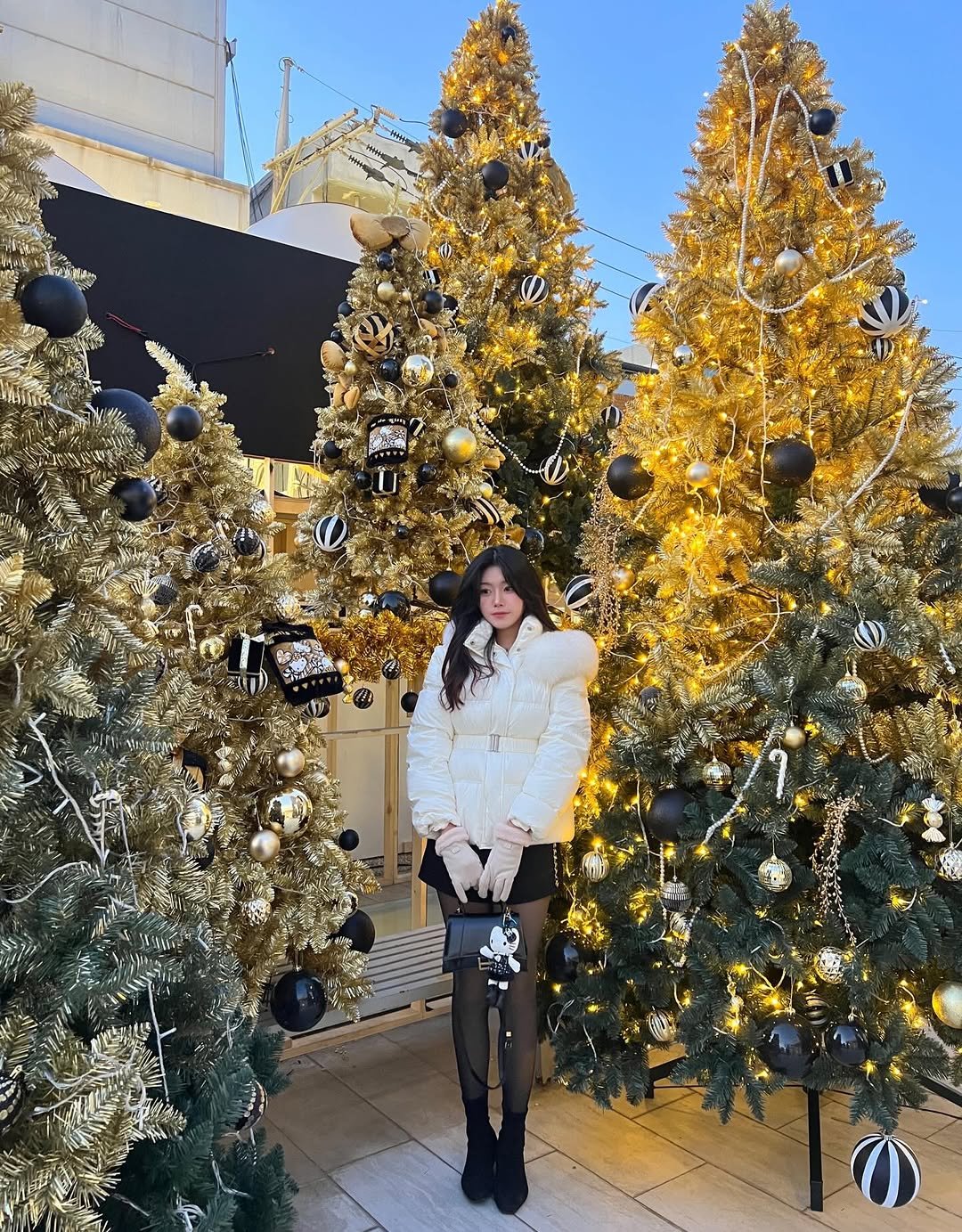 Photo by 가영 on January 03, 2026. May be an image of christmas tree, tinsel, fur and text.