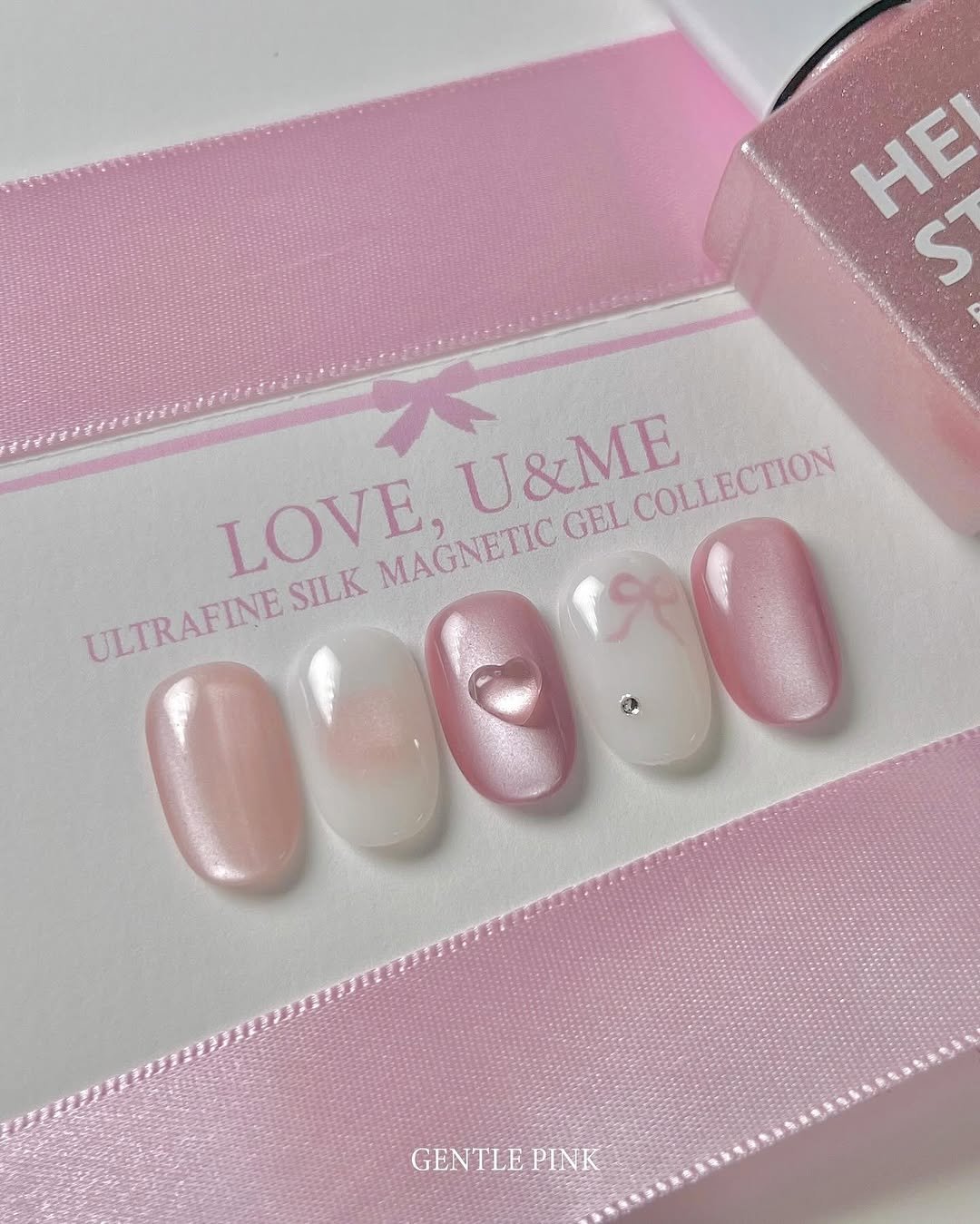 Photo by GENTLEPINK 젠틀핑크 공식 인스타그램 on September 18, 2025. May be an image of text that says 'HE ST U&ME GEL COLLECTION LOVE MAGNETIC ULTRAFINE ULTRAFINE SILK GENTLE GENTLEPINK GEN PINK'.