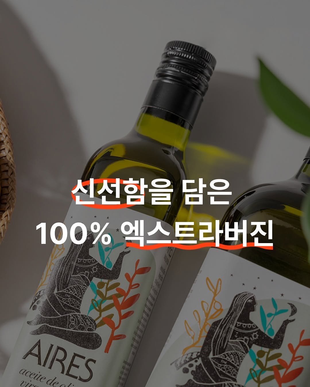 Photo shared by 박민혁셰프 공격수셰프 와인바킥 on September 24, 2025 tagging @auchoix_official. May be an image of wine, bottle, wine bottle and text that says '신선함을 담은 100% 엑스트라버진 เมน AIRES'.