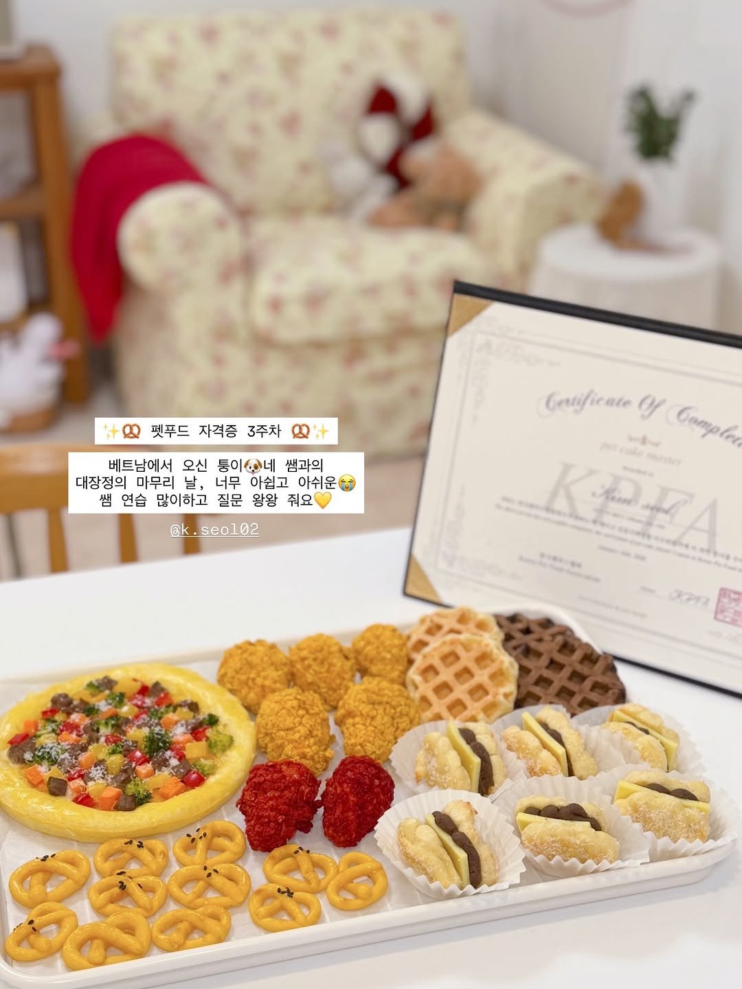 Photo by 금동네 사랑방 │ 펫푸드 전문가 금동쌤👩🏻‍🍳 │ 잠실 강아지 수제간식 공방 │ 𝐒𝐢𝐧𝐜𝐞 𝟐𝟎𝟐𝟏 on February 21, 2026. May be an image of coconut macaroon, oatmeal cookies, pastry, wafer and text that says '뒷푸드 컷푸드지격종3주차+ 자격증 3주차 베트남에서 오신 둥이4관네 쌤과의 대장정의 마무리 정의마무리날,너무아십고아쉬 미날, 너무 아쉽고 아쉬운 1 쌤 연습 많이하고 질문 왕왕 줘요 @k.sco102 @k sco102 Gesificate yf M Coopla KPEA H -3'.
