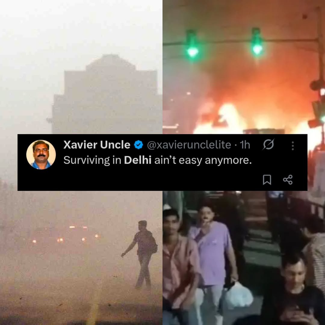 Photo by ghantaa on November 10, 2025. May be a meme of text that says 'Xavier XavierUncle@@xavierunclelte. xavierunclelite.1h Uncle Surviving SurivinginDelhiainiteasyanymore. in Delhi ain' easy anymore.'.