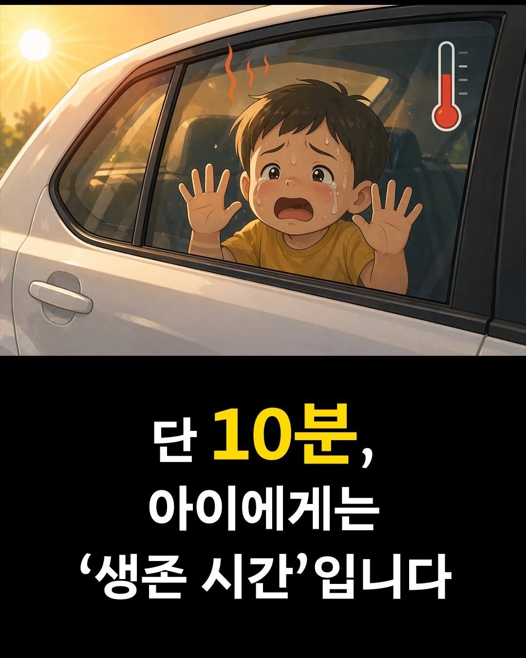 Photo by 길벗어린이 on April 23, 2026. May be an image of car and text that says '! 단 10분, 아이에게는 "생존 시간'입니다'.