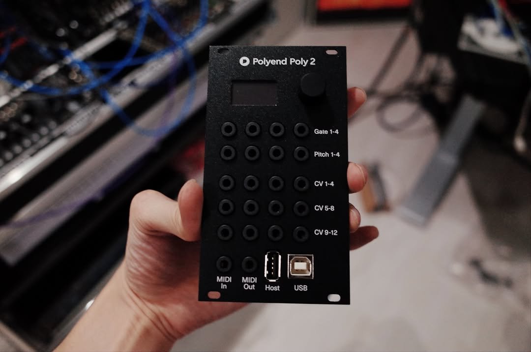 Photo by 기리보이 WSH on March 28, 2026. May be an image of text that says 'Polyend Poly PolyendPoly2 2 Gate 1-4 Pitch 1-4 CV1-4 -4 CV CV5-8 CV CV9-12 CV9-12 CV9 MIDI MIDI - InOutHostUSB In Out Host USB'.